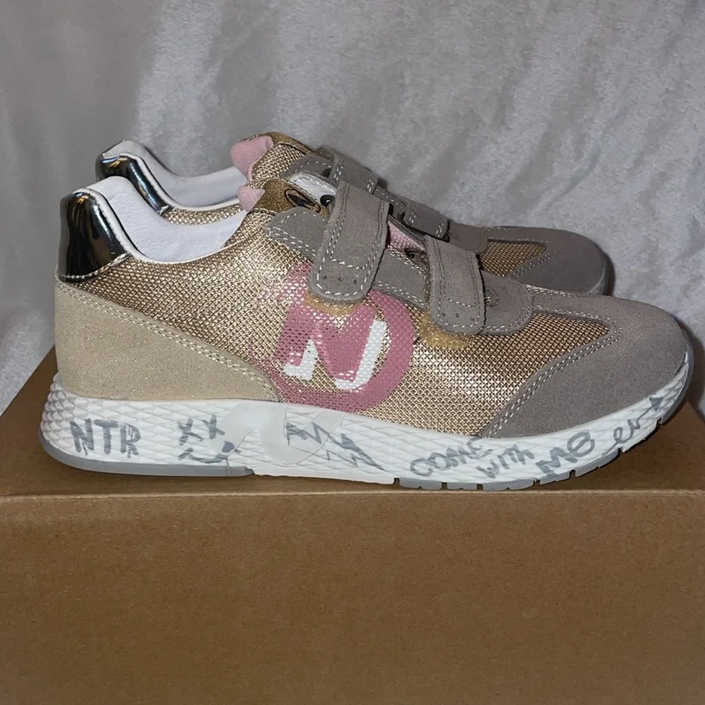 NWT NATURINO JESKO 2 VL. Suede and technical fabric sneakers in Beige-Grey